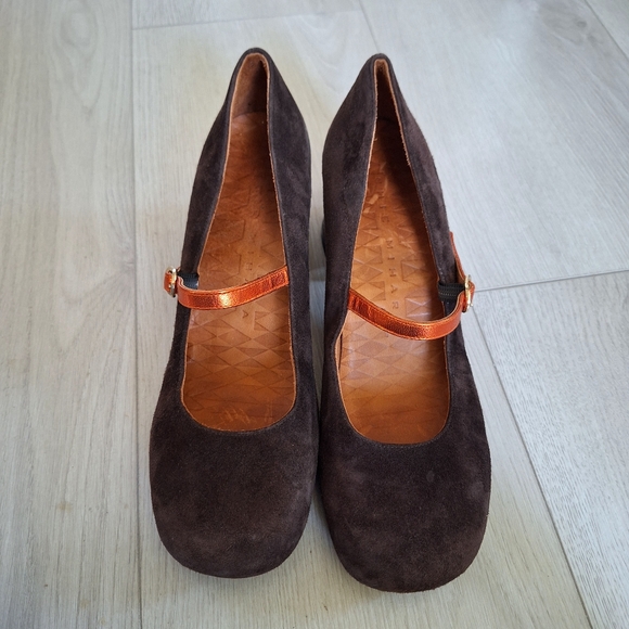 Chie Mihara Browm Suede Leather Mary Jane Heels 38 - Picture 3 of 11